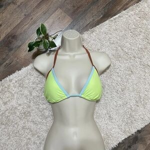 Aerie Lime and Sky Blue Bikini Top
